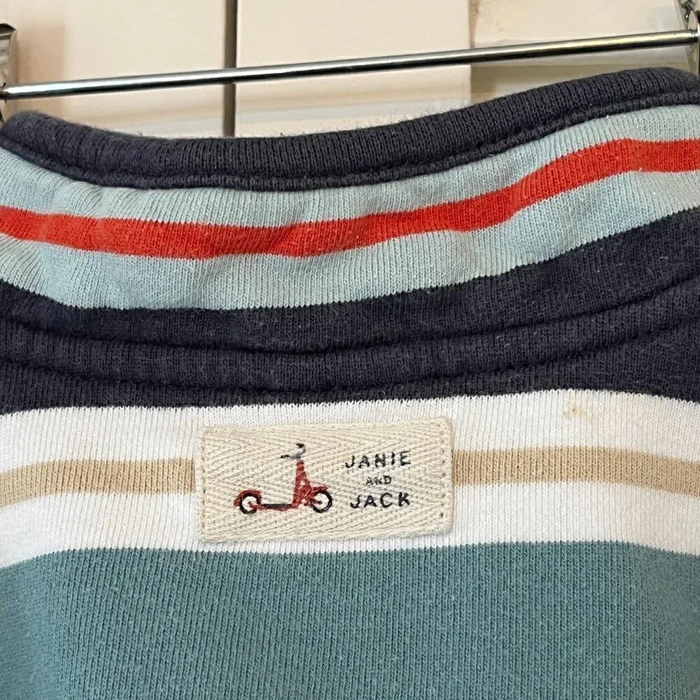 Janie and Jack pullover half-zip striped sweatshirt 2T cotton
